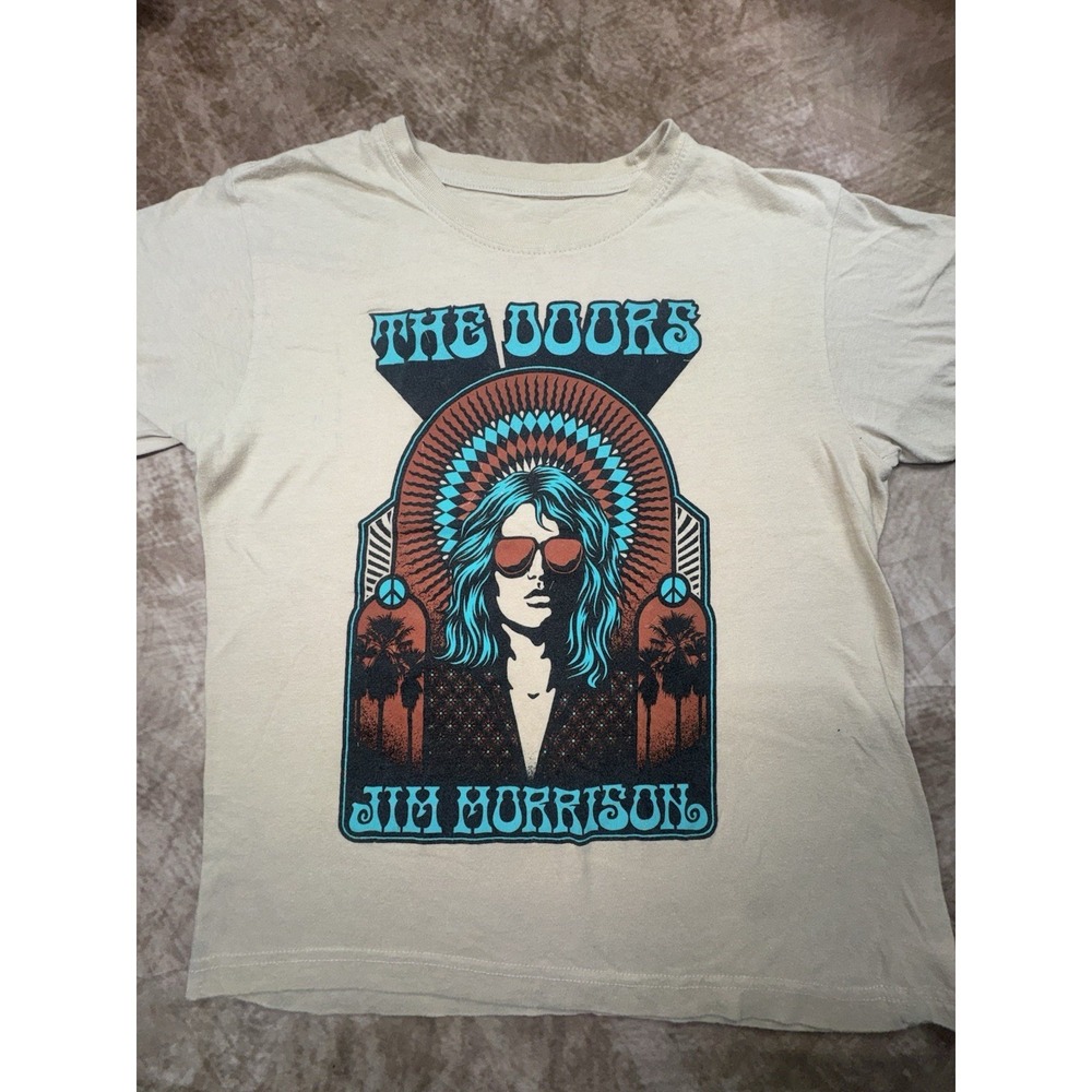 The Doors Shirt Mens Unisex Small Beige Jim Morrison Graphic Rock Music Tee